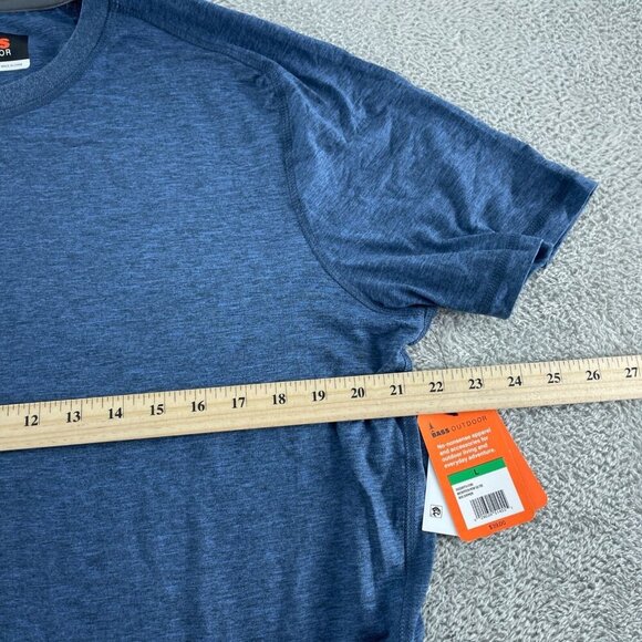 Bass Outdoor Microtech Performance Short Sleeve Tee  Blue L UPF 50+ NWT 4133 - Picture 8 of 9